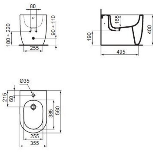 BIDEU BLEND CUBE BTW, 56X35.5, FIXARE COMPLET ASCUNSA